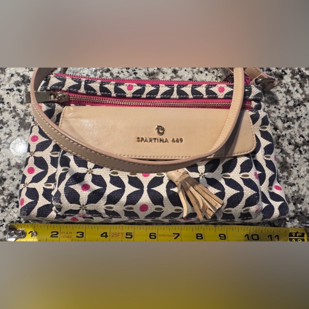 Spartina 449 Patterned Crossbody Bag - Cream and Pink - Picture 6 of 7